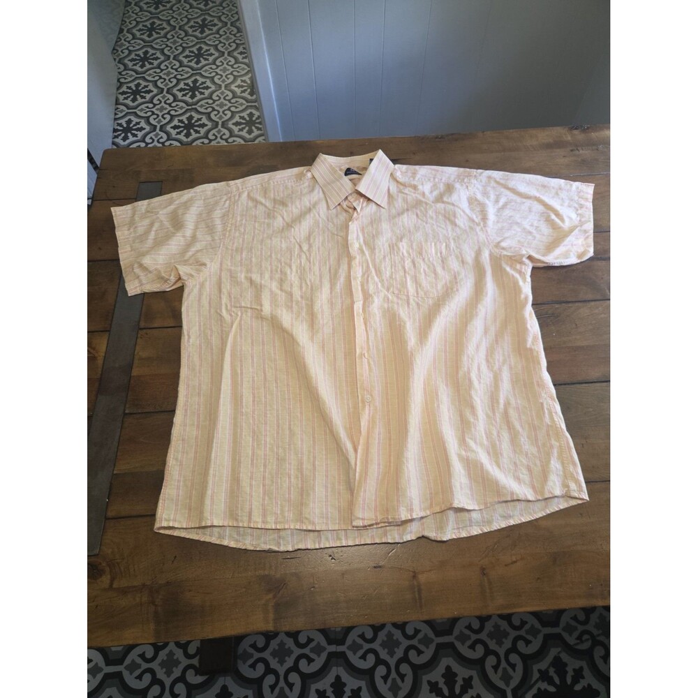 3xl marcello sport resort button down shirt peach pastel stripe cotton  27x30